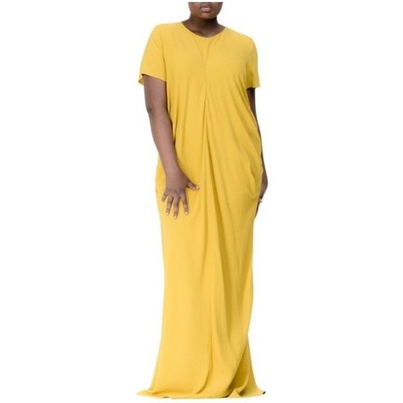 Universal Standard Chic Column Style Draped Regina Gown Size 10/12 Yellow EUC - Picture 2 of 7